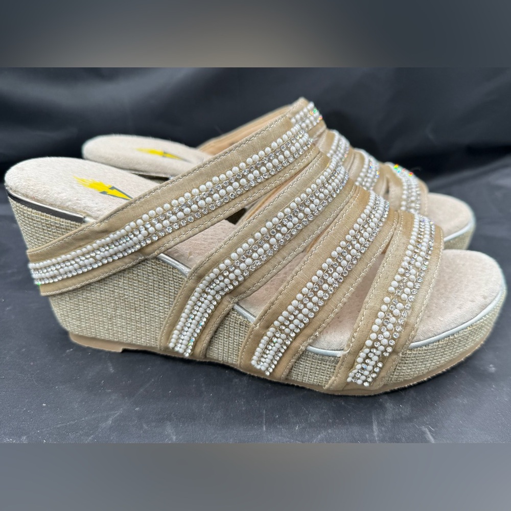 Elegant Volatile Sensation Beaded Women's Wedge Sandals 8